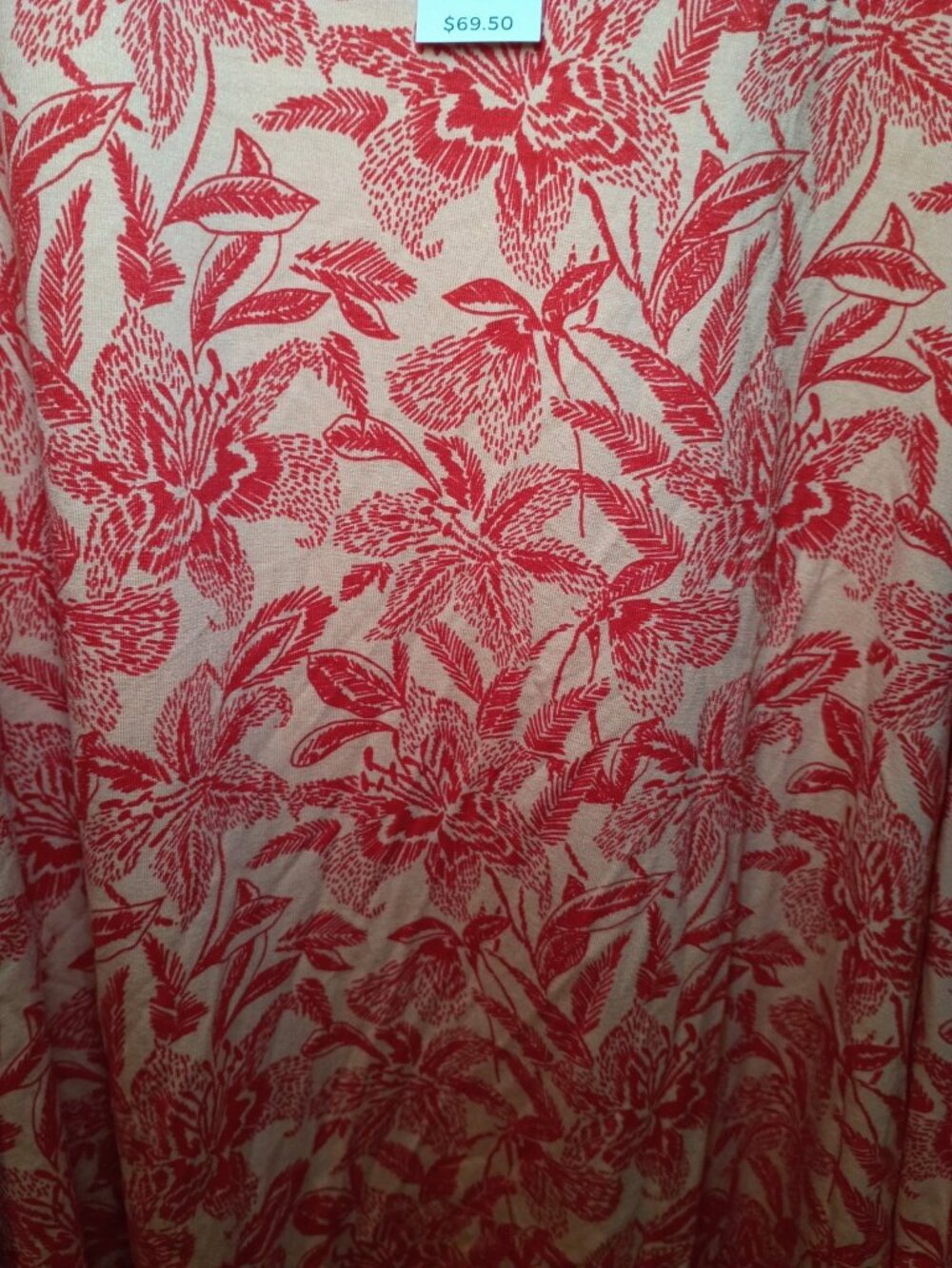 New Chicos 2 Large Persimmon Floral Soft Cold Shoulder Short Sleeve Blouse Top - Picture 2 of 5